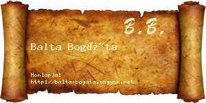 Balta Bogáta névjegykártya